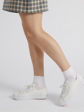 Keds Triple Kick White Leather Platform Sneakers Women’s Size 7
